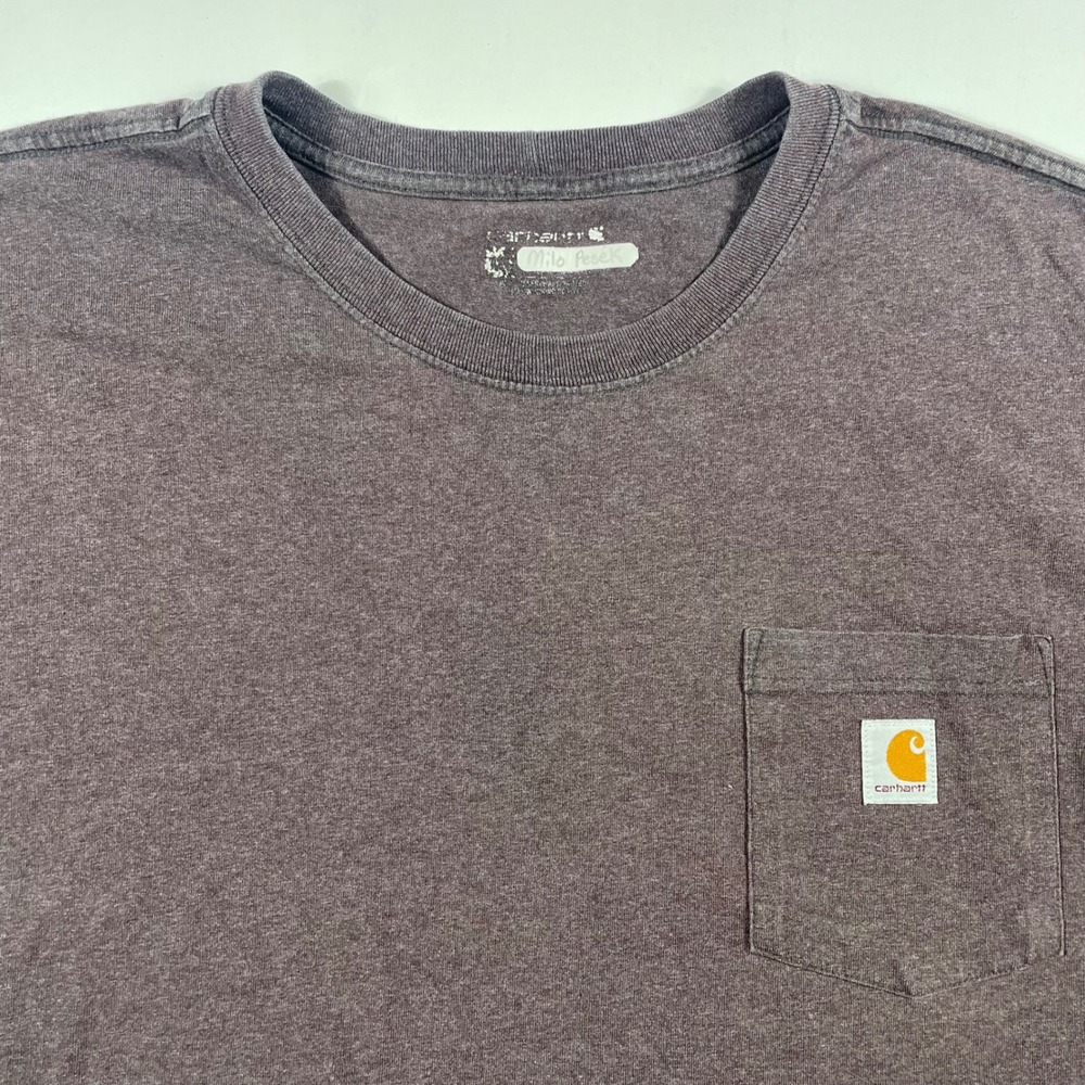 Carhartt Pocket T-Shirt Mens 5XL Relaxed Fit Short Sleeve Plum Brown Cotton